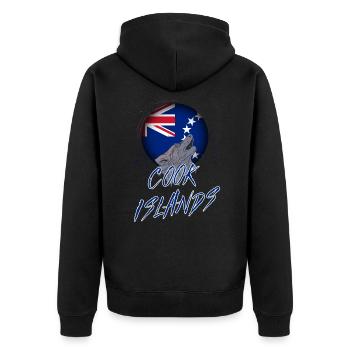 Cook Islands - Unisex Premium Organic Zip Hoodie - black - Back - Nico (187cm)