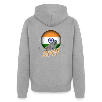 Inde - Veste à capuche bio Premium Unisexe - gris chiné - Dos - Nico (187cm)