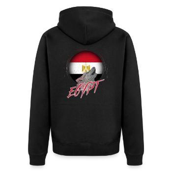 Egypt - Unisex Premium Organic Zip Hoodie - black - Back - Nico (187cm)