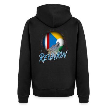 Réunion - Veste à capuche bio Premium Unisexe - noir - Dos - Nico (187cm)