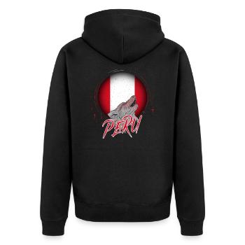 Peru - Unisex Premium Bio Zip Hoodie - Schwarz - Hinten - Nico (187cm)
