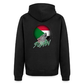 Sudan - Unisex Premium Bio Zip Hoodie - Schwarz - Hinten - Nico (187cm)