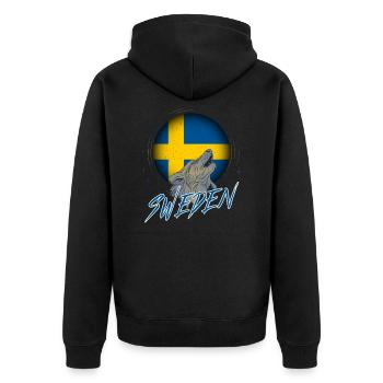 Sweden - Unisex Premium Organic Zip Hoodie - black - Back - Nico (187cm)