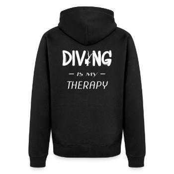 scuba diving, tauchen, diver - Unisex Premium Bio Zip Hoodie - Schwarz - Hinten - Nico (187cm)