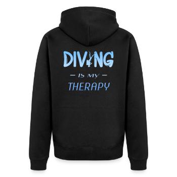 Diving is my therapy - Unisex Premium Bio Zip Hoodie - Schwarz - Hinten - Nico (187cm)