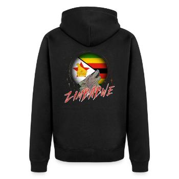 Simbabwe - Unisex Premium Bio Zip Hoodie - Schwarz - Hinten - Nico (187cm)