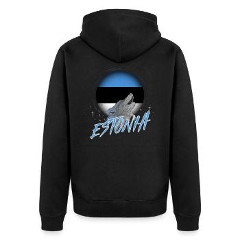 Estland - Unisex Premium Bio Zip Hoodie - Schwarz - Hinten - Nico (187cm)