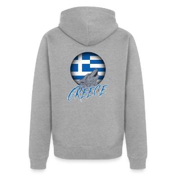 Grèce - Veste à capuche bio Premium Unisexe - gris chiné - Dos - Nico (187cm)