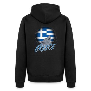 Griechenland - Unisex Premium Bio Zip Hoodie - Schwarz - Hinten - Nico (187cm)