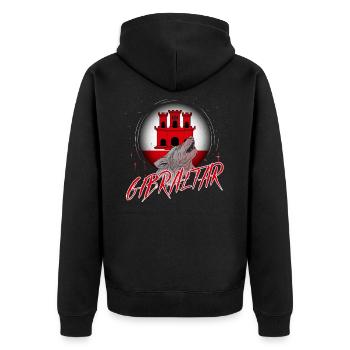 Gibraltar - Unisex Premium Bio Zip Hoodie - Schwarz - Hinten - Nico (187cm)