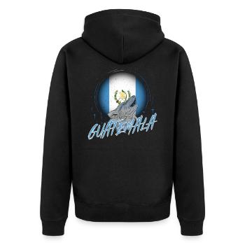 Guatemala - Unisex Premium Organic Zip Hoodie - black - Back - Nico (187cm)