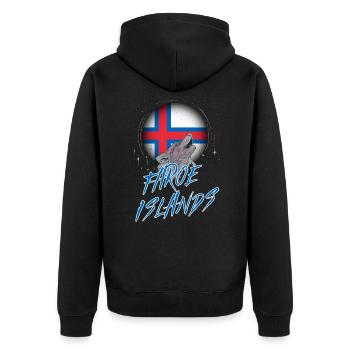 Färöer Inseln - Unisex Premium Bio Zip Hoodie - Schwarz - Hinten - Nico (187cm)