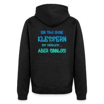 klettern - Unisex Premium Bio Zip Hoodie - Schwarz - Hinten - Nico (187cm)