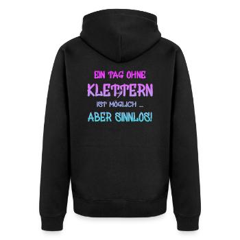 klettern Spruch Geschenk bouldern climbing - Unisex Premium Bio Zip Hoodie - Schwarz - Hinten - Nico (187cm)