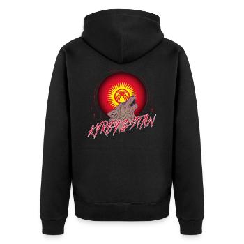 Kyrgyzstan - Unisex Premium Organic Zip Hoodie - black - Back - Nico (187cm)