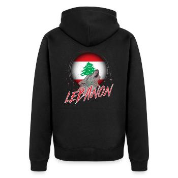 Libanon - Unisex Premium Bio Zip Hoodie - Schwarz - Hinten - Nico (187cm)