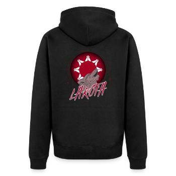 Lakota - Unisex Premium Organic Zip Hoodie - black - Back - Nico (187cm)
