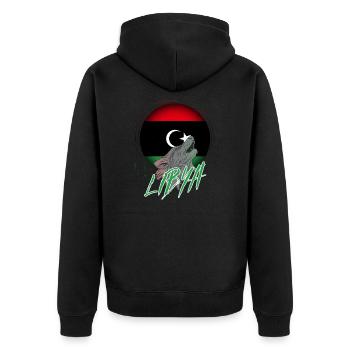 Libyen - Unisex Premium Bio Zip Hoodie - Schwarz - Hinten - Nico (187cm)