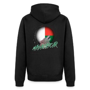 Madagascar - Unisex Premium Organic Zip Hoodie - black - Back - Nico (187cm)