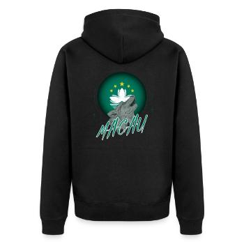 Macau - Unisex Premium Bio Zip Hoodie - Schwarz - Hinten - Nico (187cm)