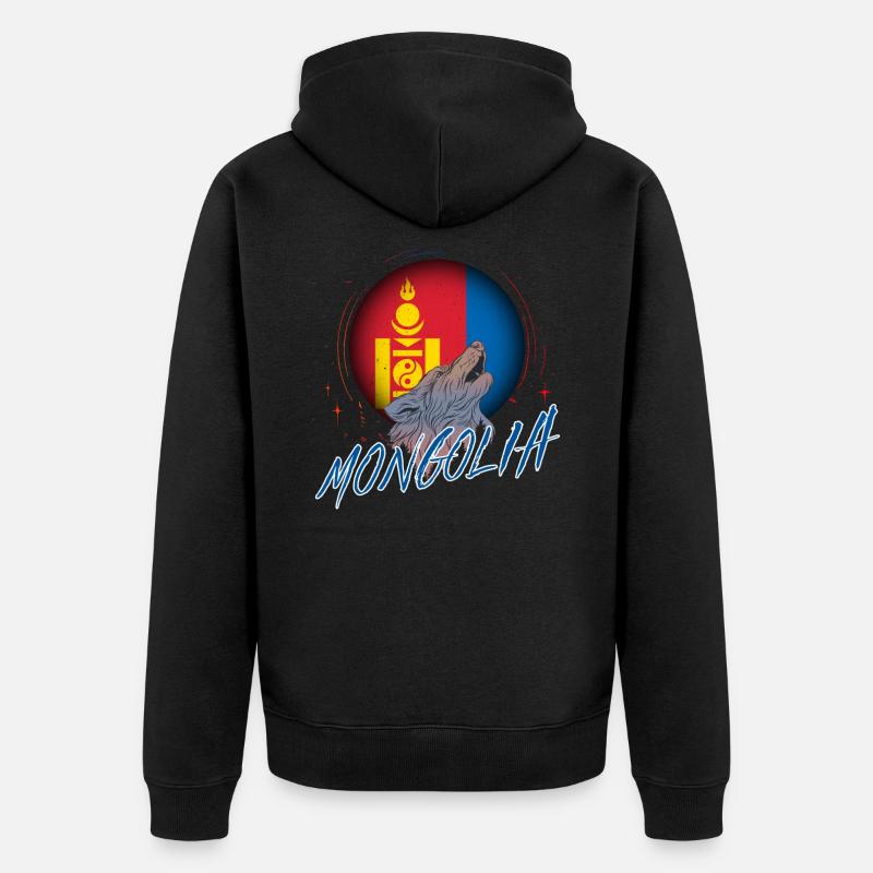 Mongolei - Unisex Premium Bio Zip Hoodie - Schwarz