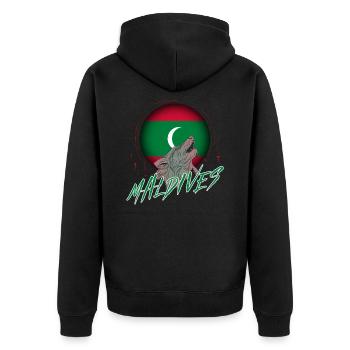 Malediven - Unisex Premium Bio Zip Hoodie - Schwarz - Hinten - Nico (187cm)