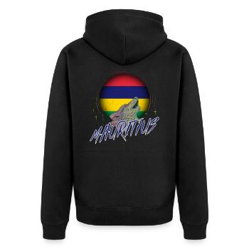 Mauritius - Unisex Premium Organic Zip Hoodie - black - Back - Nico (187cm)