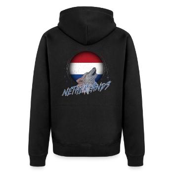 Netherlands - Unisex Premium Organic Zip Hoodie - black - Back - Nico (187cm)