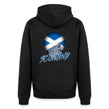 Scotland - Unisex Premium Organic Zip Hoodie - black - Back - Nico (187cm)