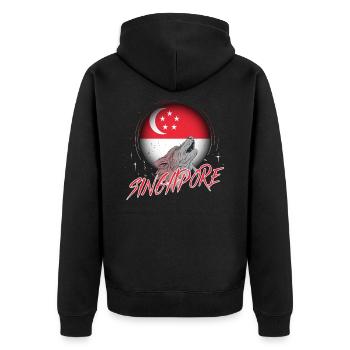 Singapur - Unisex Premium Bio Zip Hoodie - Schwarz - Hinten - Nico (187cm)