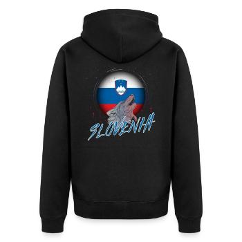Slowenien - Unisex Premium Bio Zip Hoodie - Schwarz - Hinten - Nico (187cm)