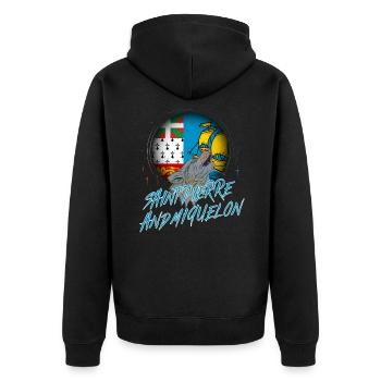 St. Pierre und Miquelon - Unisex Premium Bio Zip Hoodie - Schwarz - Hinten - Nico (187cm)