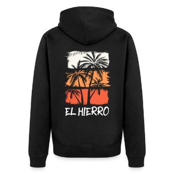 El Hierro Sommer Sonne Strand Meer Palmen Urlaub - Unisex Premium Bio Zip Hoodie - Schwarz - Hinten - Nico (187cm)