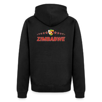 Simbabwe - Unisex Premium Bio Zip Hoodie - Schwarz - Hinten - Nico (187cm)