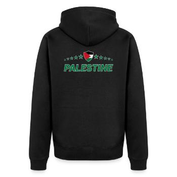 Palästina - Unisex Premium Bio Zip Hoodie - Schwarz - Hinten - Nico (187cm)