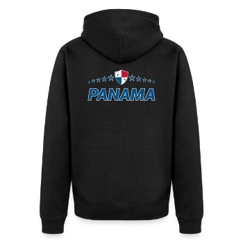 Panama - Unisex Premium Bio Zip Hoodie - Schwarz - Hinten - Nico (187cm)