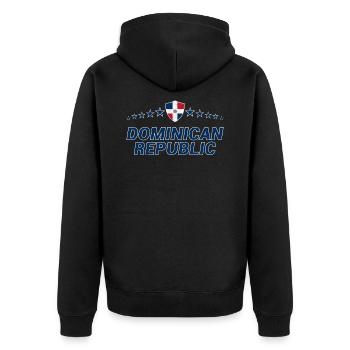 Dominikanische Republik - Unisex Premium Bio Zip Hoodie - Schwarz - Hinten - Nico (187cm)