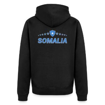 Somalia - Unisex Premium Bio Zip Hoodie - Schwarz - Hinten - Nico (187cm)