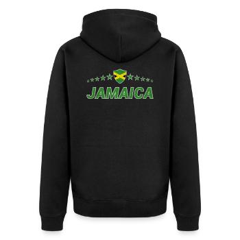 Jamaica - Unisex Premium Organic Zip Hoodie - black - Back - Nico (187cm)