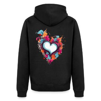 CŒURS DE LA SAINT-VALENTIN, POUR LES COUPLES ET LES AMOUREUX 2024 - Veste à capuche bio Premium Unisexe - noir - Dos - Nico (187cm)