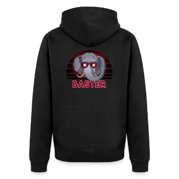 Baster - Unisex Premium Bio Zip Hoodie - Schwarz - Hinten - Nico (187cm)