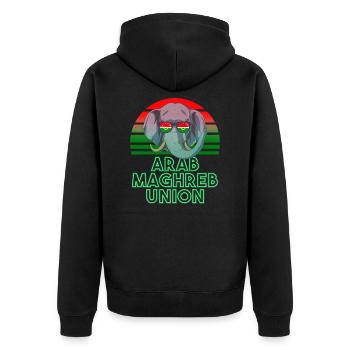 Union des Arabischen Maghreb - Unisex Premium Bio Zip Hoodie - Schwarz - Hinten - Nico (187cm)
