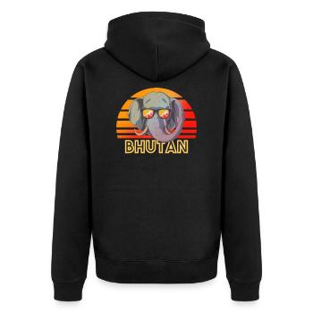 Bhutan - Unisex Premium Organic Zip Hoodie - black - Back - Nico (187cm)
