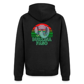 Burkina Faso - Unisex Premium Organic Zip Hoodie - black - Back - Nico (187cm)