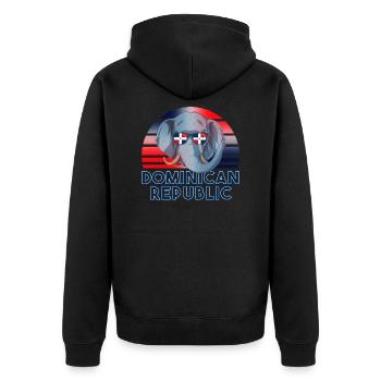 Dominikanische Republik - Unisex Premium Bio Zip Hoodie - Schwarz - Hinten - Nico (187cm)