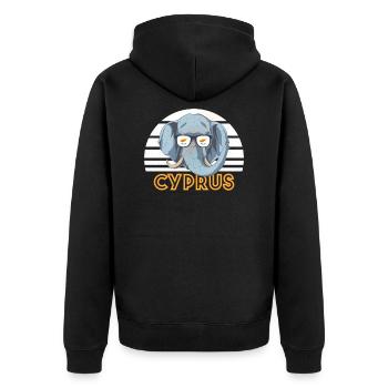 Zypern - Unisex Premium Bio Zip Hoodie - Schwarz - Hinten - Nico (187cm)