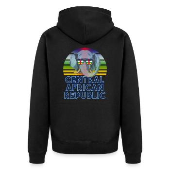 Zentralafrikanische Republik - Unisex Premium Bio Zip Hoodie - Schwarz - Hinten - Nico (187cm)