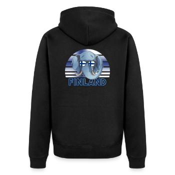 Finland - Unisex Premium Organic Zip Hoodie - black - Back - Nico (187cm)