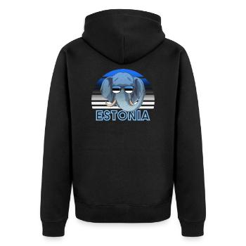 Estland - Unisex Premium Bio Zip Hoodie - Schwarz - Hinten - Nico (187cm)