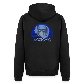Kosovo - Unisex Premium Bio Zip Hoodie - Schwarz - Hinten - Nico (187cm)
